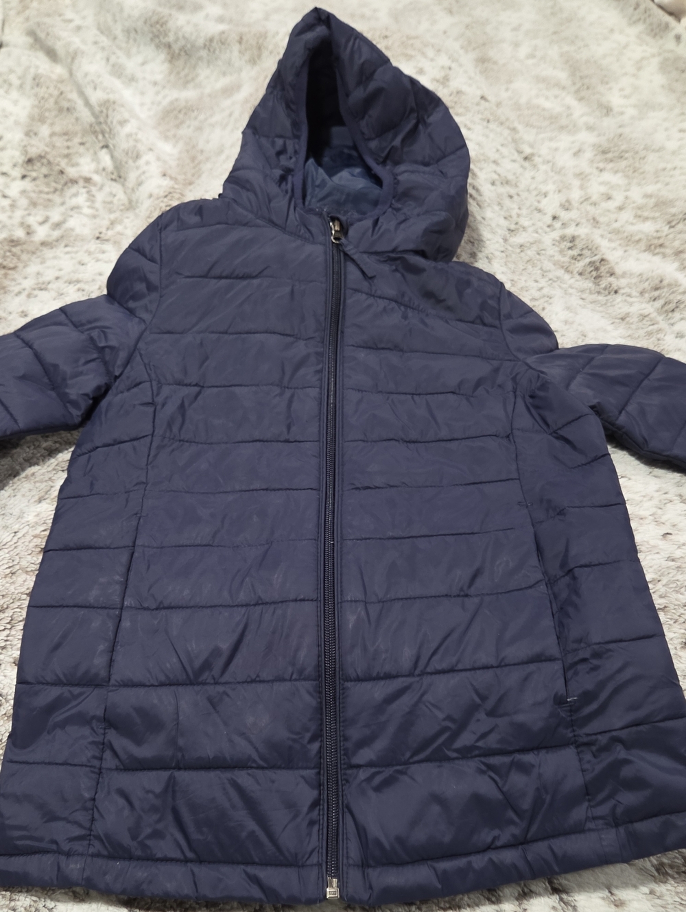 Kids Quilted Hooded Jacket - Navy